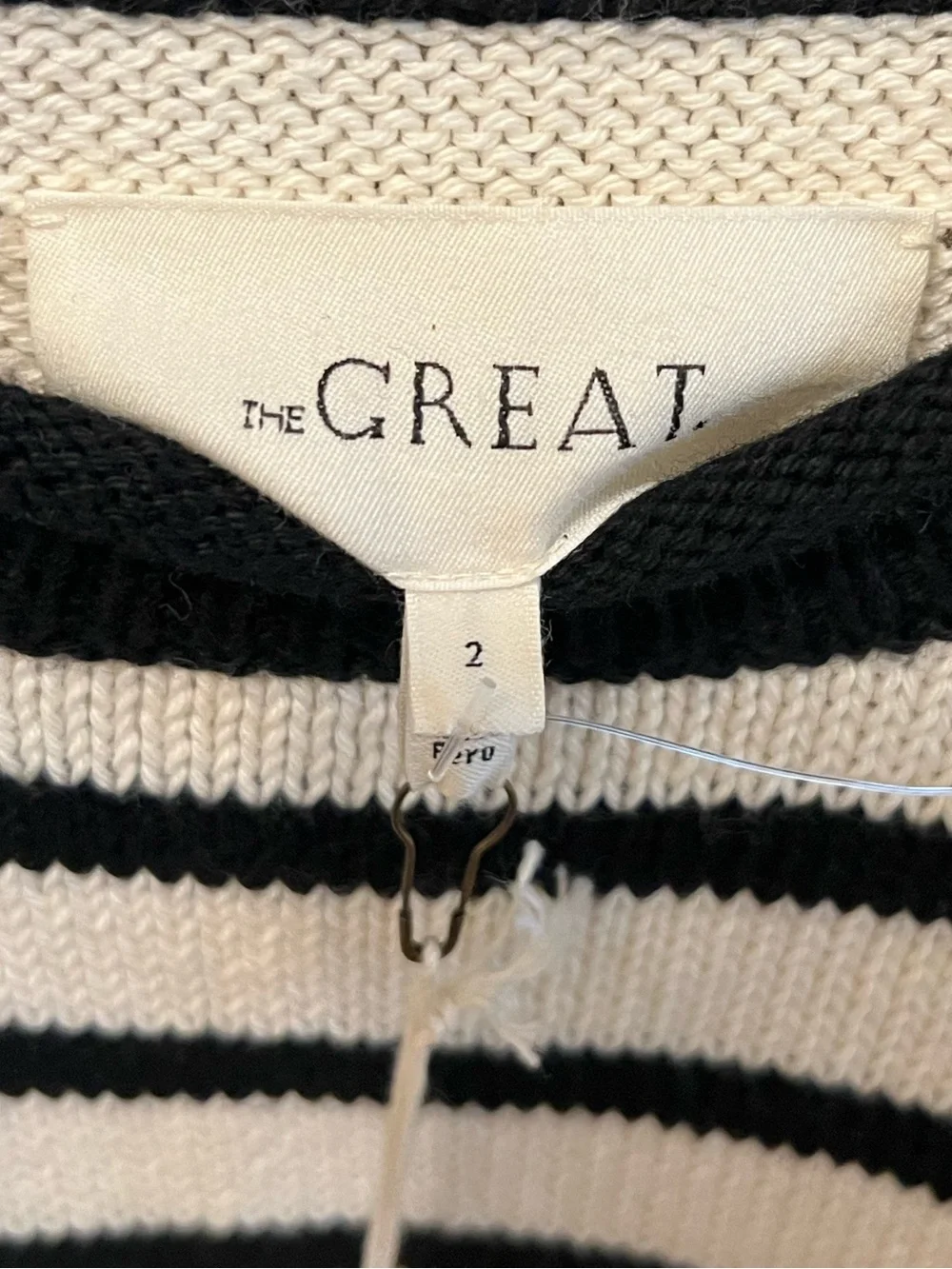 The Great. Cotton Roll Neck Striped Crewneck Sweater Sz M
